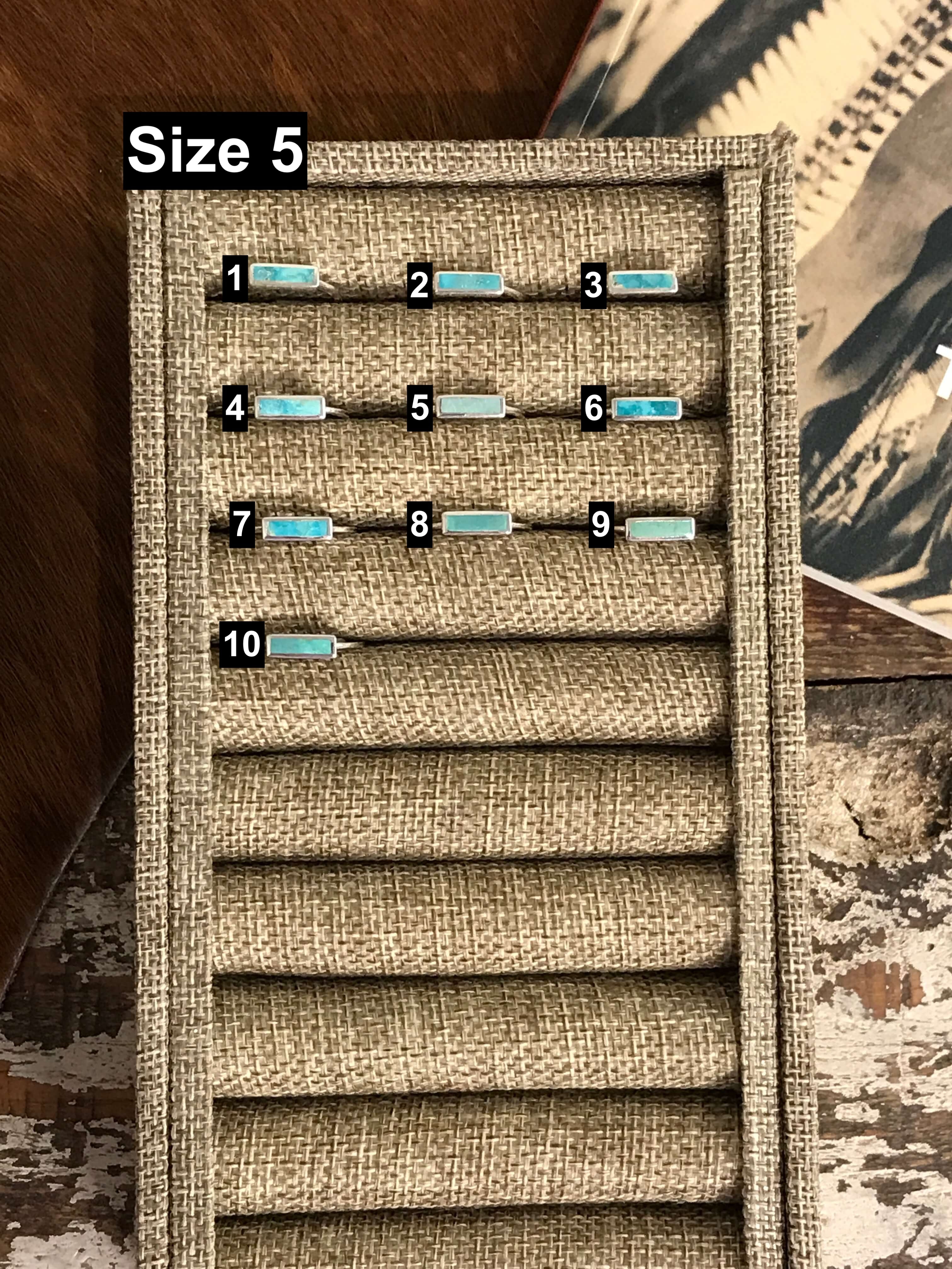 The Inlay Collection Rectangle Turquoise Band-Rings-Calli Co., Turquoise and Silver Jewelry, Native American Handmade, Zuni Tribe, Navajo Tribe, Brock Texas