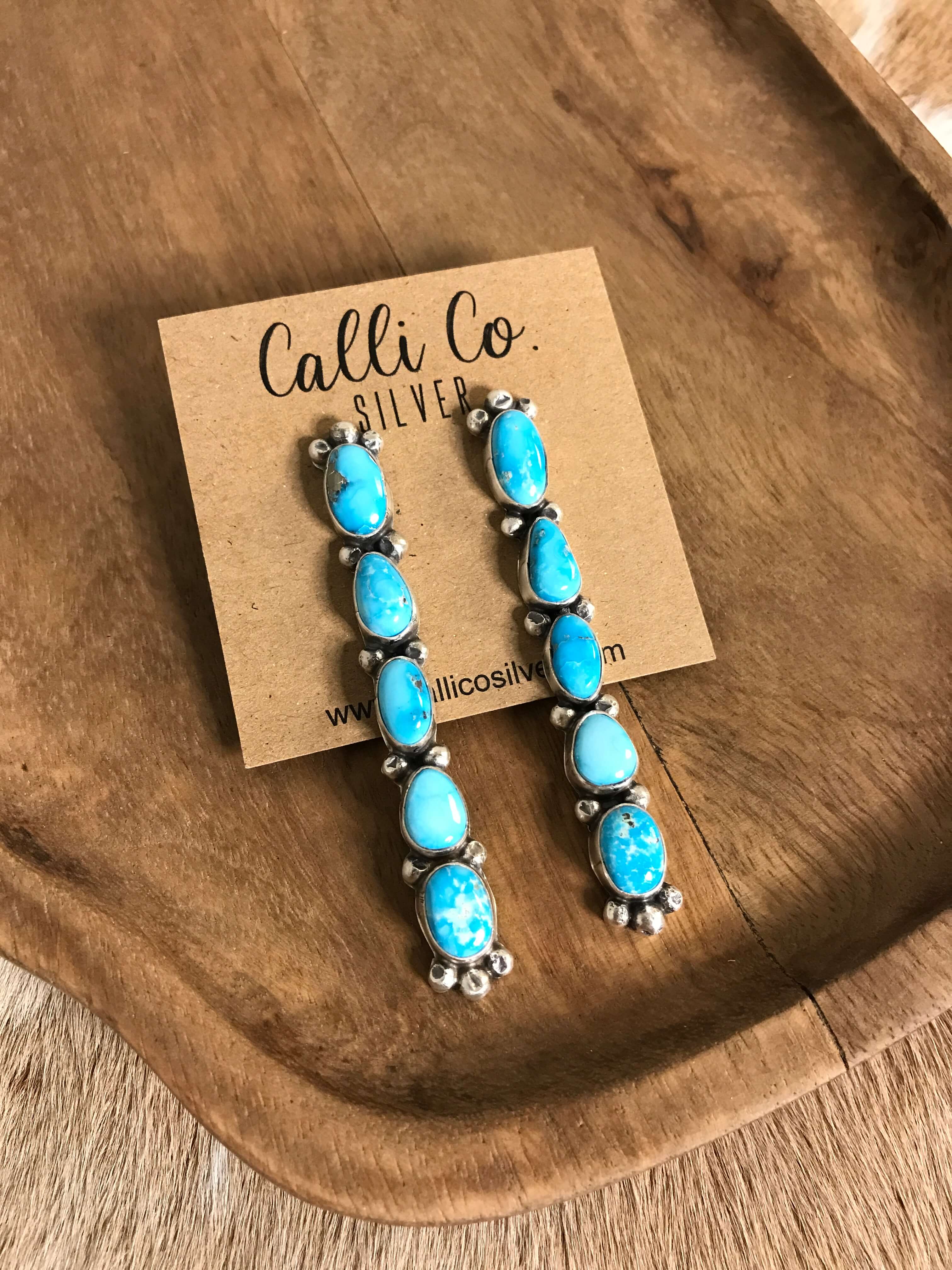 The Gleeson Drop Earrings, 2-Earrings-Calli Co., Turquoise and Silver Jewelry, Native American Handmade, Zuni Tribe, Navajo Tribe, Brock Texas