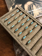 The Inlay Collection Rectangle Turquoise Band-Rings-Calli Co., Turquoise and Silver Jewelry, Native American Handmade, Zuni Tribe, Navajo Tribe, Brock Texas