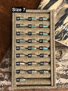 The Inlay Collection Rectangle Turquoise Band-Rings-Calli Co., Turquoise and Silver Jewelry, Native American Handmade, Zuni Tribe, Navajo Tribe, Brock Texas