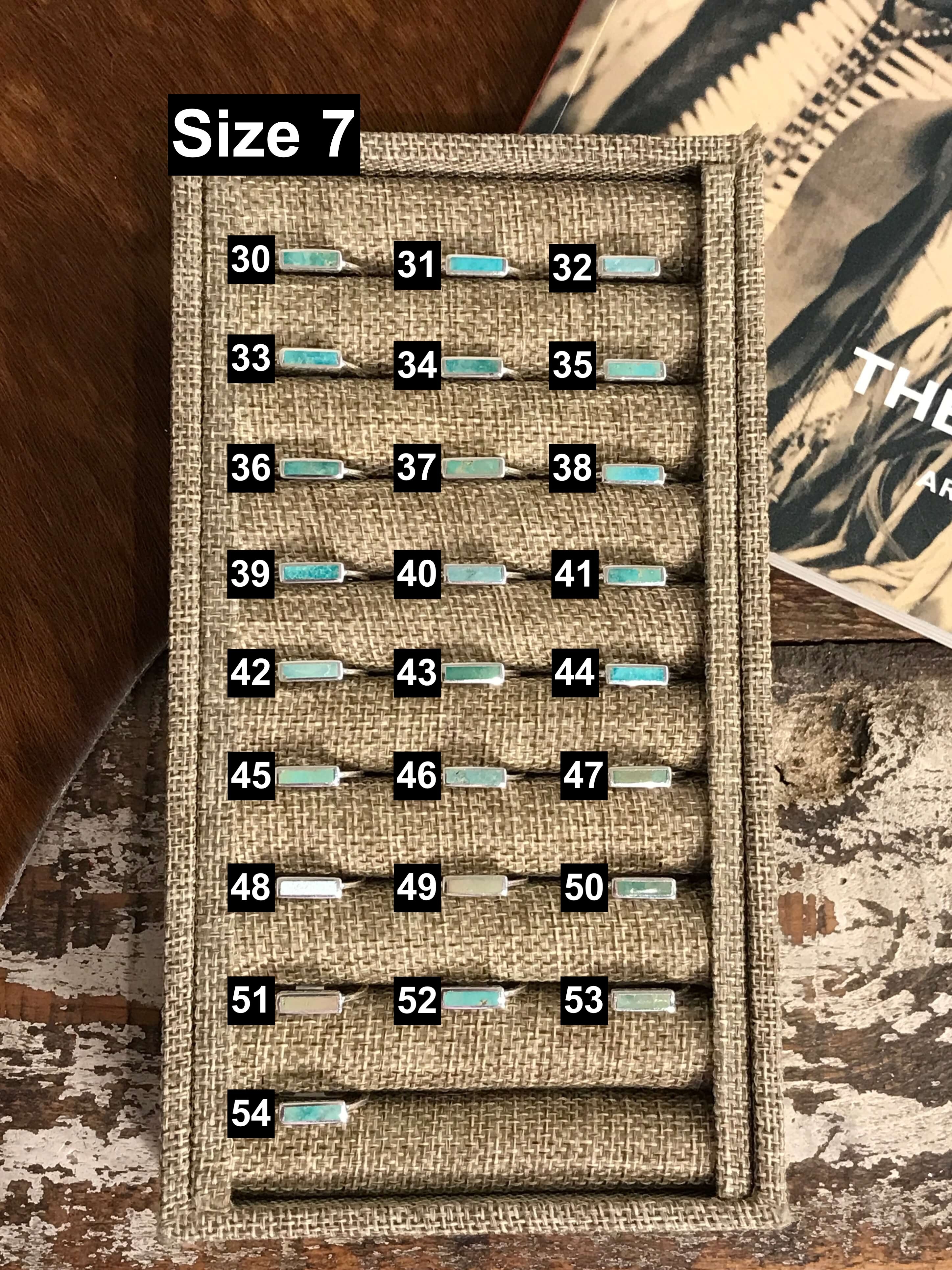 The Inlay Collection Rectangle Turquoise Band-Rings-Calli Co., Turquoise and Silver Jewelry, Native American Handmade, Zuni Tribe, Navajo Tribe, Brock Texas