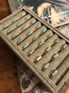 The Inlay Collection Rectangle Turquoise Band-Rings-Calli Co., Turquoise and Silver Jewelry, Native American Handmade, Zuni Tribe, Navajo Tribe, Brock Texas