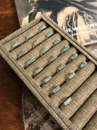 The Inlay Collection Rectangle Turquoise Band-Rings-Calli Co., Turquoise and Silver Jewelry, Native American Handmade, Zuni Tribe, Navajo Tribe, Brock Texas