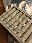 The Inlay Collection Rectangle Turquoise Band-Rings-Calli Co., Turquoise and Silver Jewelry, Native American Handmade, Zuni Tribe, Navajo Tribe, Brock Texas