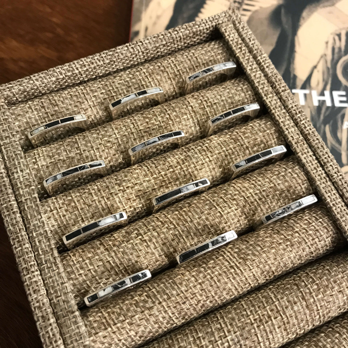 The Inlay Collection Thin White Buffalo Band – Calli Co. Silver