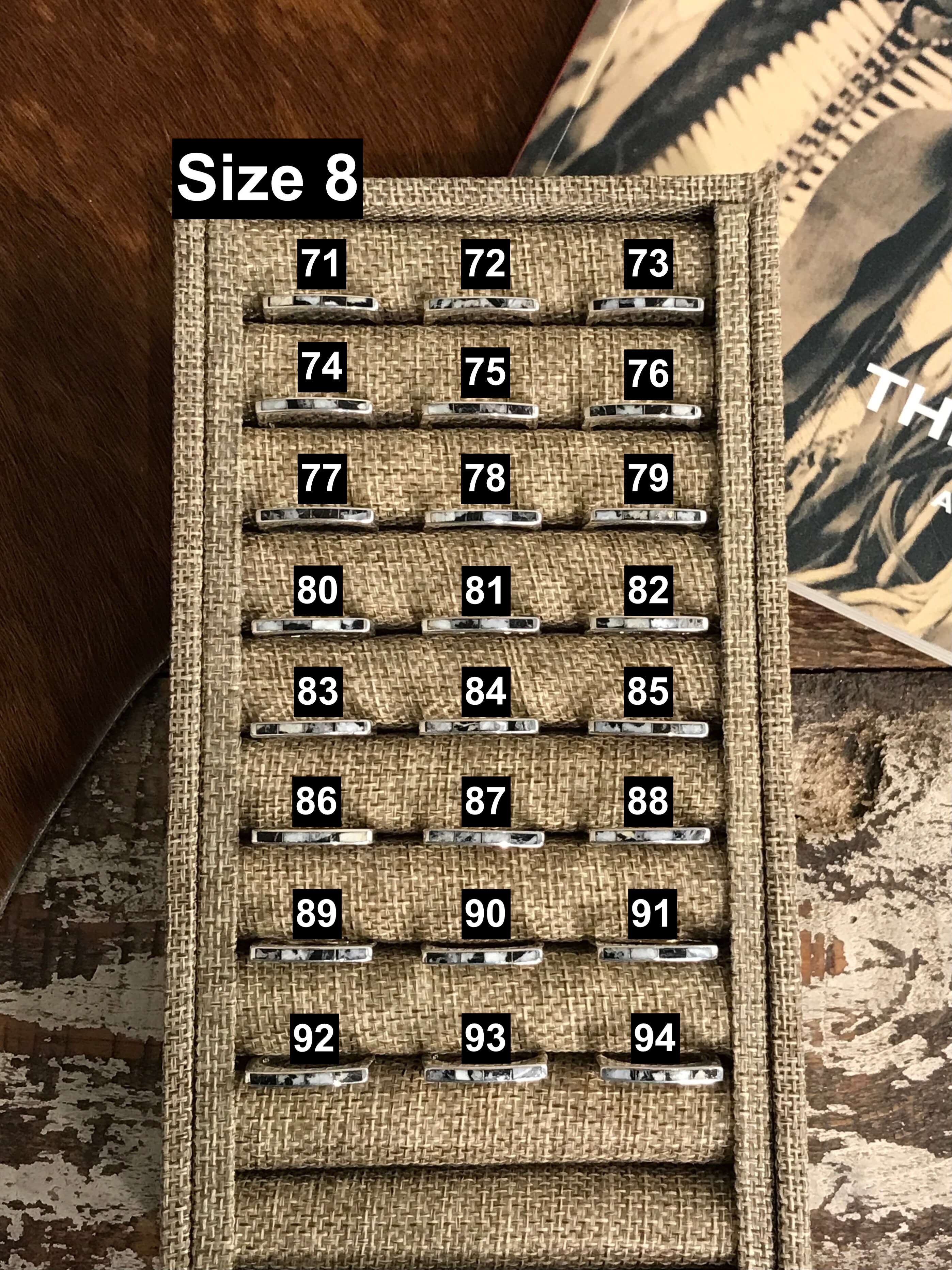 The Inlay Collection Thin White Buffalo Band-Rings-Calli Co., Turquoise and Silver Jewelry, Native American Handmade, Zuni Tribe, Navajo Tribe, Brock Texas