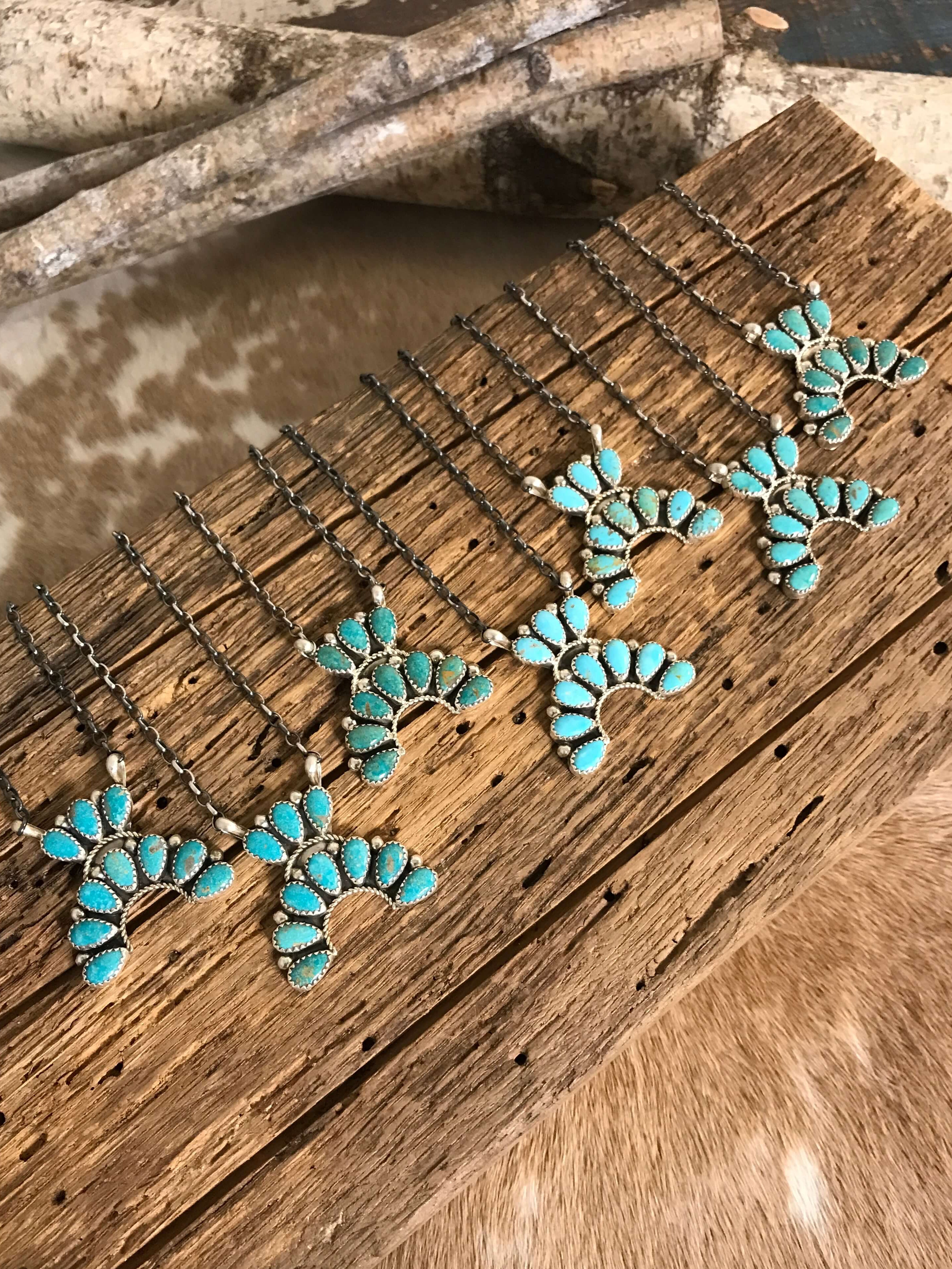 The Odyssey Cluster Necklaces-Necklaces-Calli Co., Turquoise and Silver Jewelry, Native American Handmade, Zuni Tribe, Navajo Tribe, Brock Texas