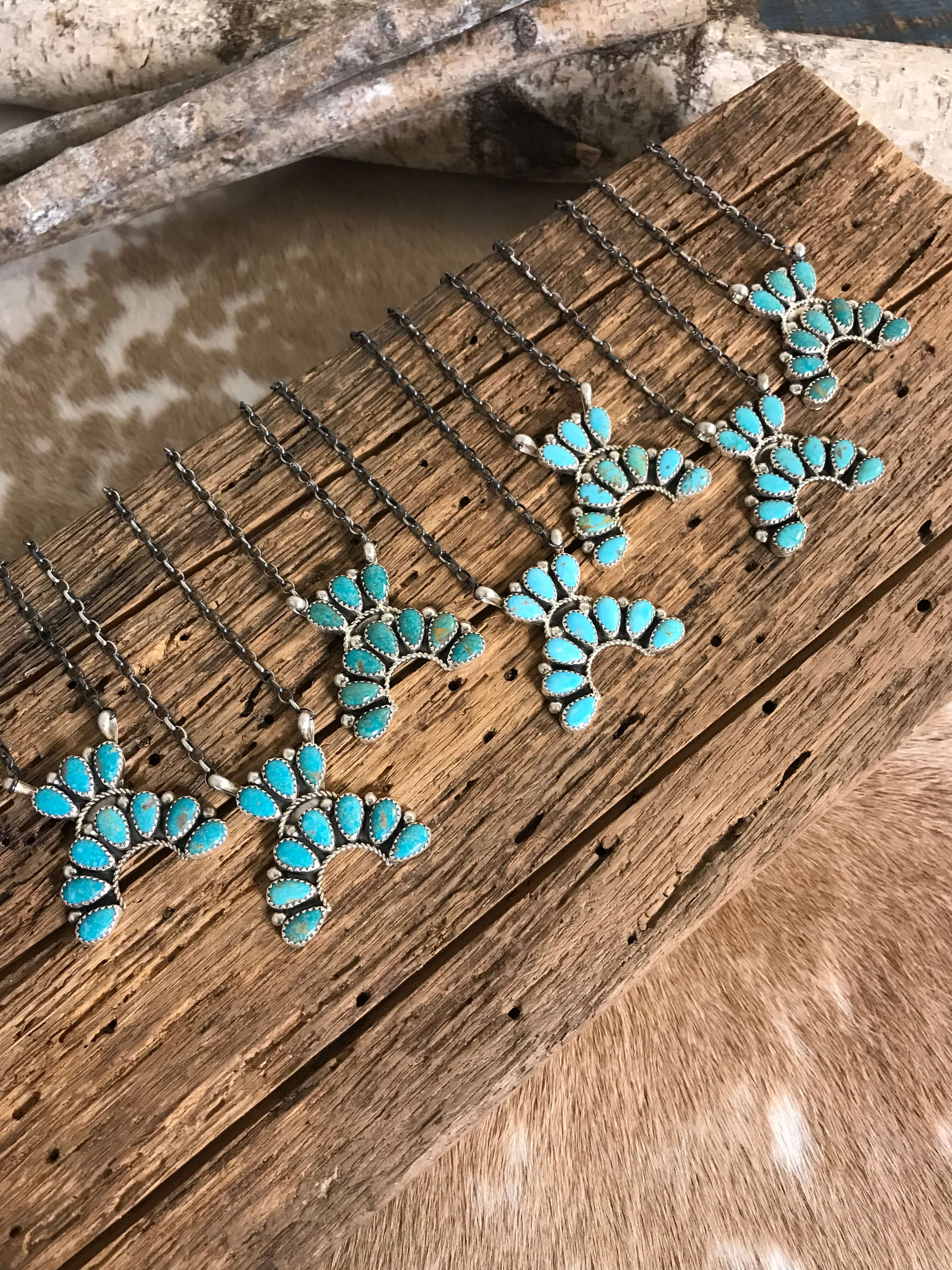 The Odyssey Cluster Necklaces-Necklaces-Calli Co., Turquoise and Silver Jewelry, Native American Handmade, Zuni Tribe, Navajo Tribe, Brock Texas