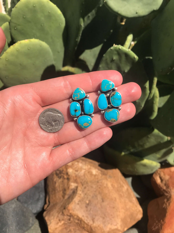 The Luna Mesa Earrings, 4-Earrings-Calli Co., Turquoise and Silver Jewelry, Native American Handmade, Zuni Tribe, Navajo Tribe, Brock Texas