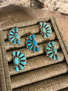 The Crest Adjustable Turquoise Cluster Rings-Rings-Calli Co., Turquoise and Silver Jewelry, Native American Handmade, Zuni Tribe, Navajo Tribe, Brock Texas