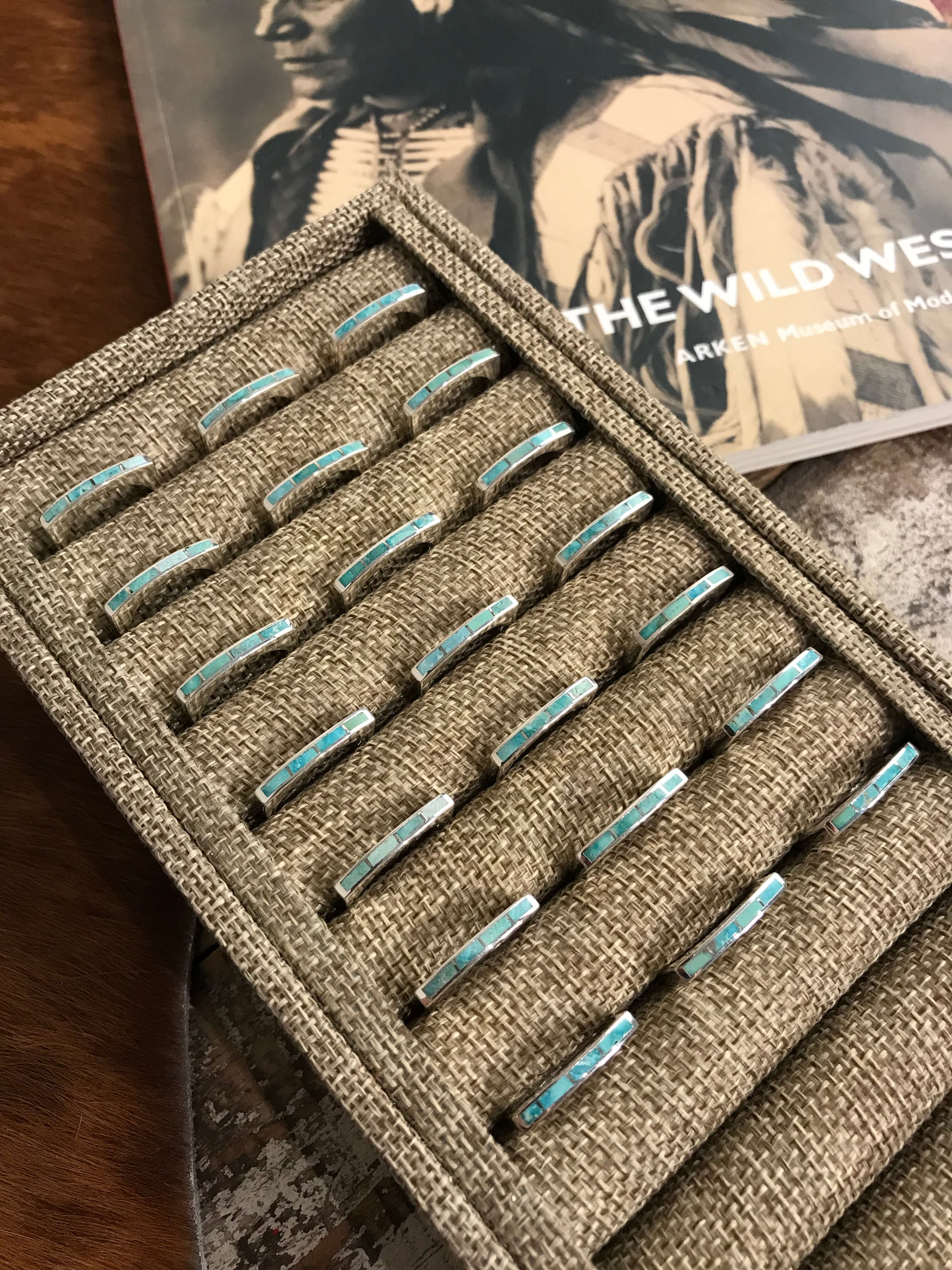 The Inlay Collection Thin Turquoise Stacking Band-Rings-Calli Co., Turquoise and Silver Jewelry, Native American Handmade, Zuni Tribe, Navajo Tribe, Brock Texas