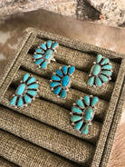 The Crest Adjustable Turquoise Cluster Rings-Rings-Calli Co., Turquoise and Silver Jewelry, Native American Handmade, Zuni Tribe, Navajo Tribe, Brock Texas
