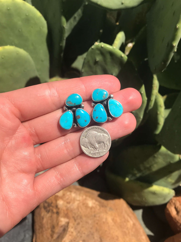 The Tres Rios Earrings, 5-Earrings-Calli Co., Turquoise and Silver Jewelry, Native American Handmade, Zuni Tribe, Navajo Tribe, Brock Texas