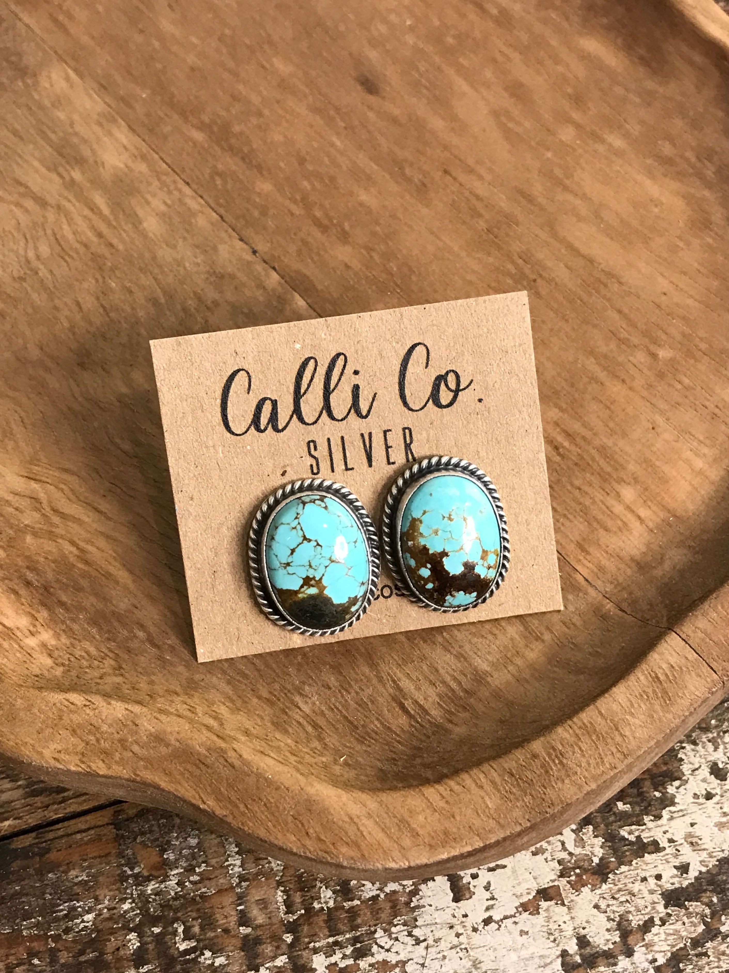 The Turquoise Studs, 5-Earrings-Calli Co., Turquoise and Silver Jewelry, Native American Handmade, Zuni Tribe, Navajo Tribe, Brock Texas