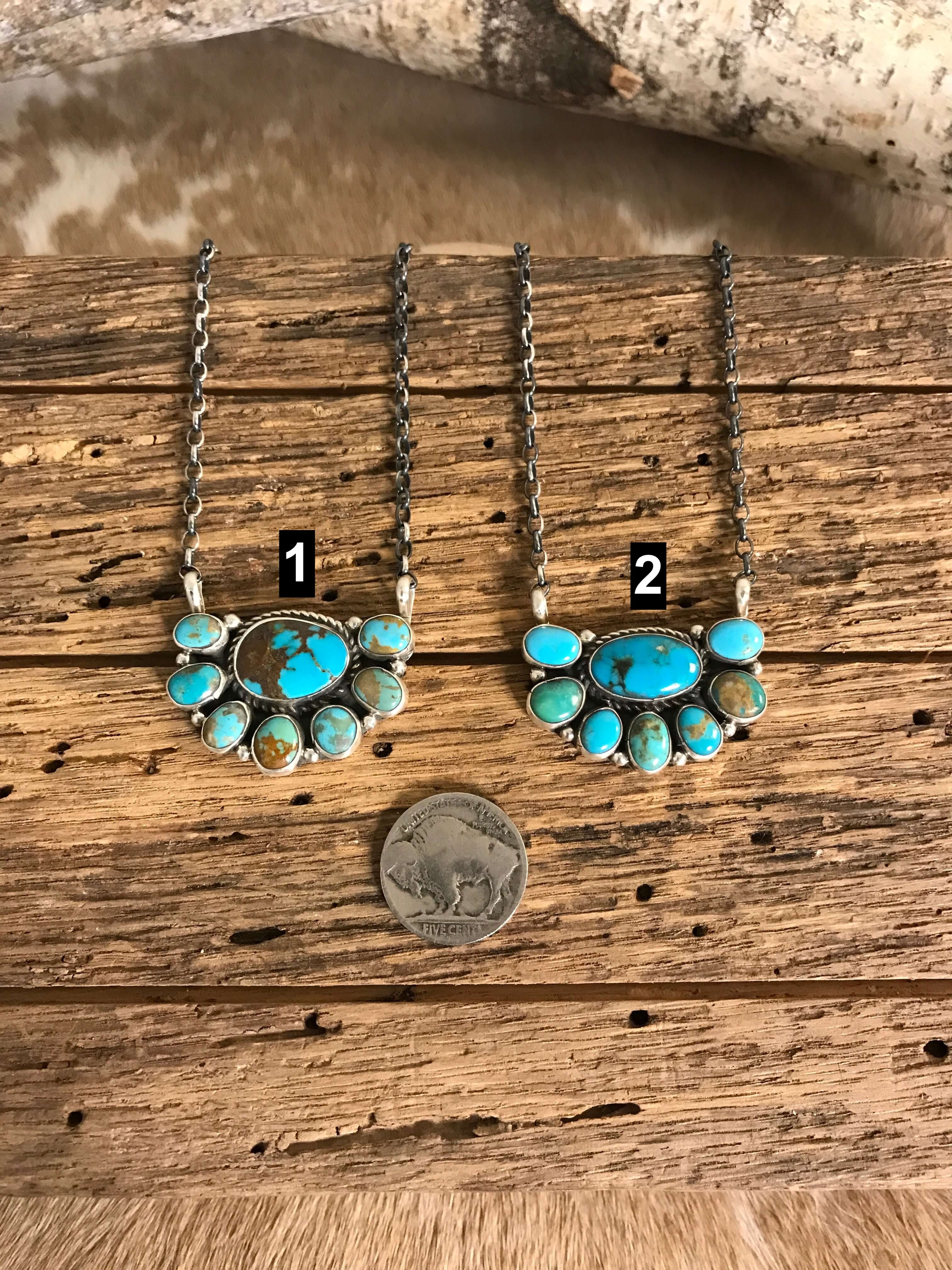 The Woods Half Cluster Necklaces-Necklaces-Calli Co., Turquoise and Silver Jewelry, Native American Handmade, Zuni Tribe, Navajo Tribe, Brock Texas