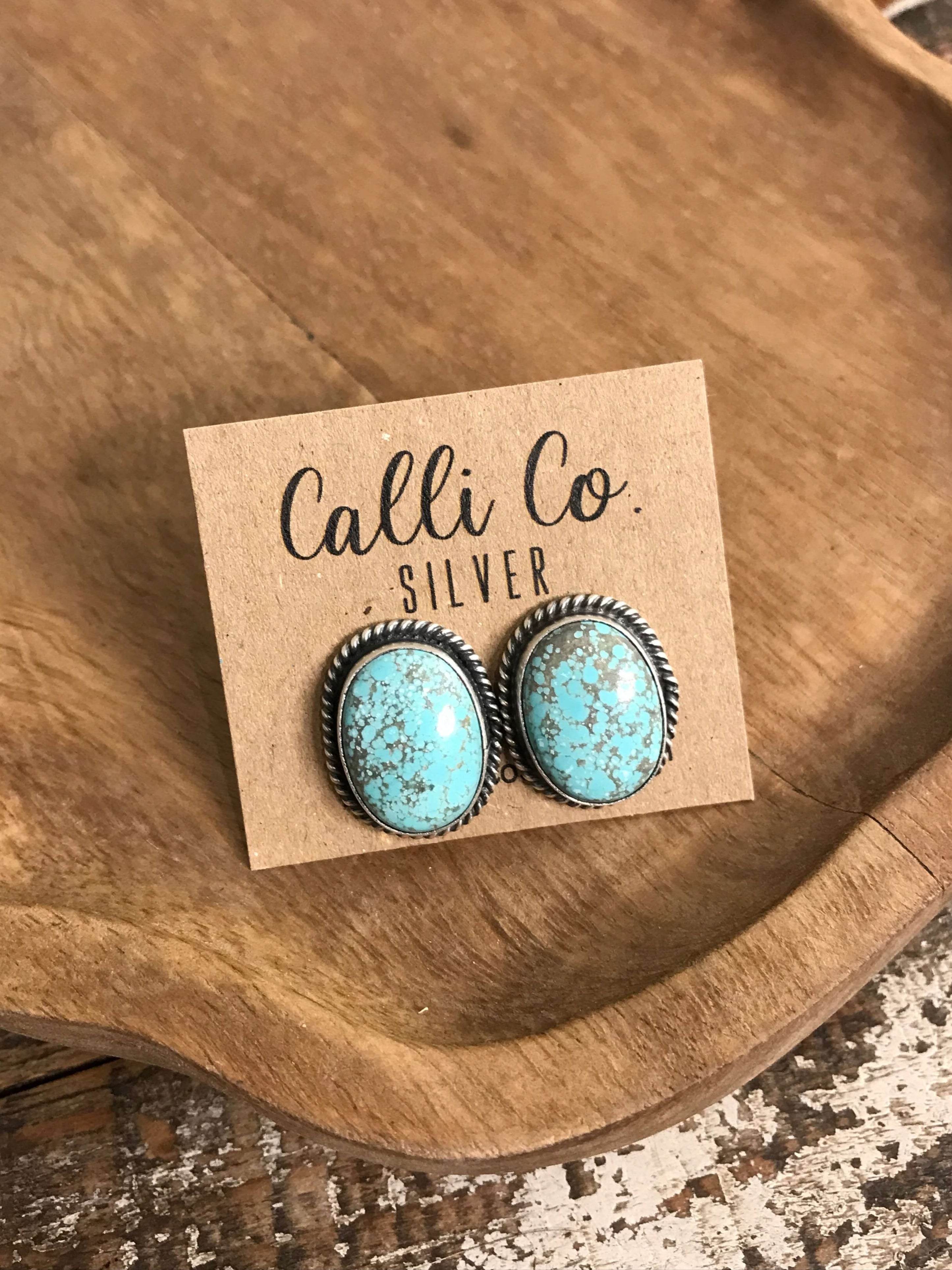 The Turquoise Studs, 6-Earrings-Calli Co., Turquoise and Silver Jewelry, Native American Handmade, Zuni Tribe, Navajo Tribe, Brock Texas