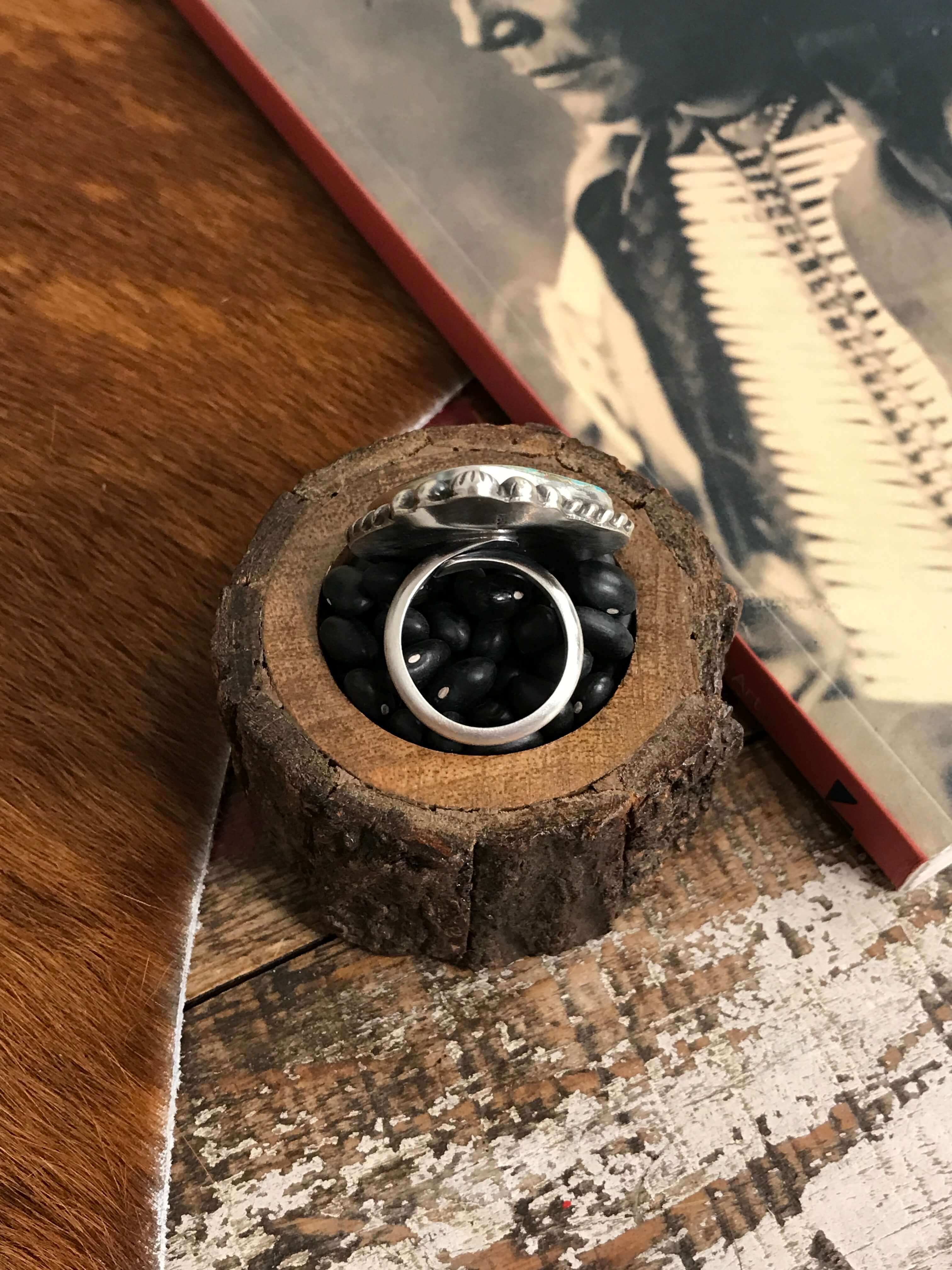 The Tishomingo Turquoise Adjustable Ring, 2-Rings-Calli Co., Turquoise and Silver Jewelry, Native American Handmade, Zuni Tribe, Navajo Tribe, Brock Texas