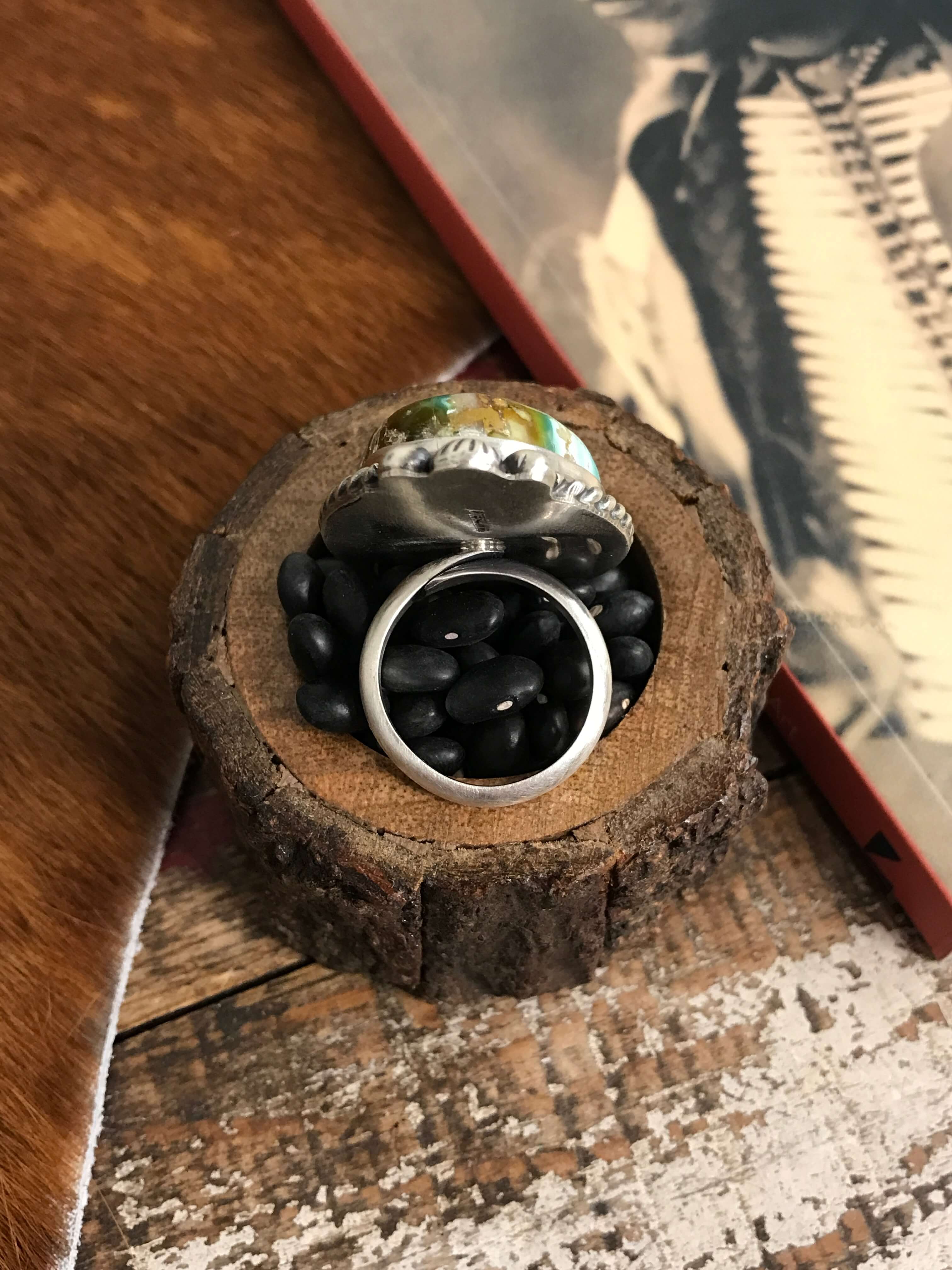 The Tishomingo Turquoise Adjustable Ring, 4-Rings-Calli Co., Turquoise and Silver Jewelry, Native American Handmade, Zuni Tribe, Navajo Tribe, Brock Texas