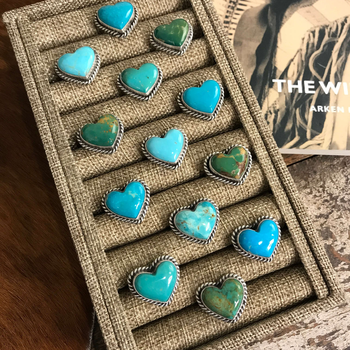 Adjustable Bold Turquoise Heart Rings | Calli Co. Silver | Fort Worth, TX