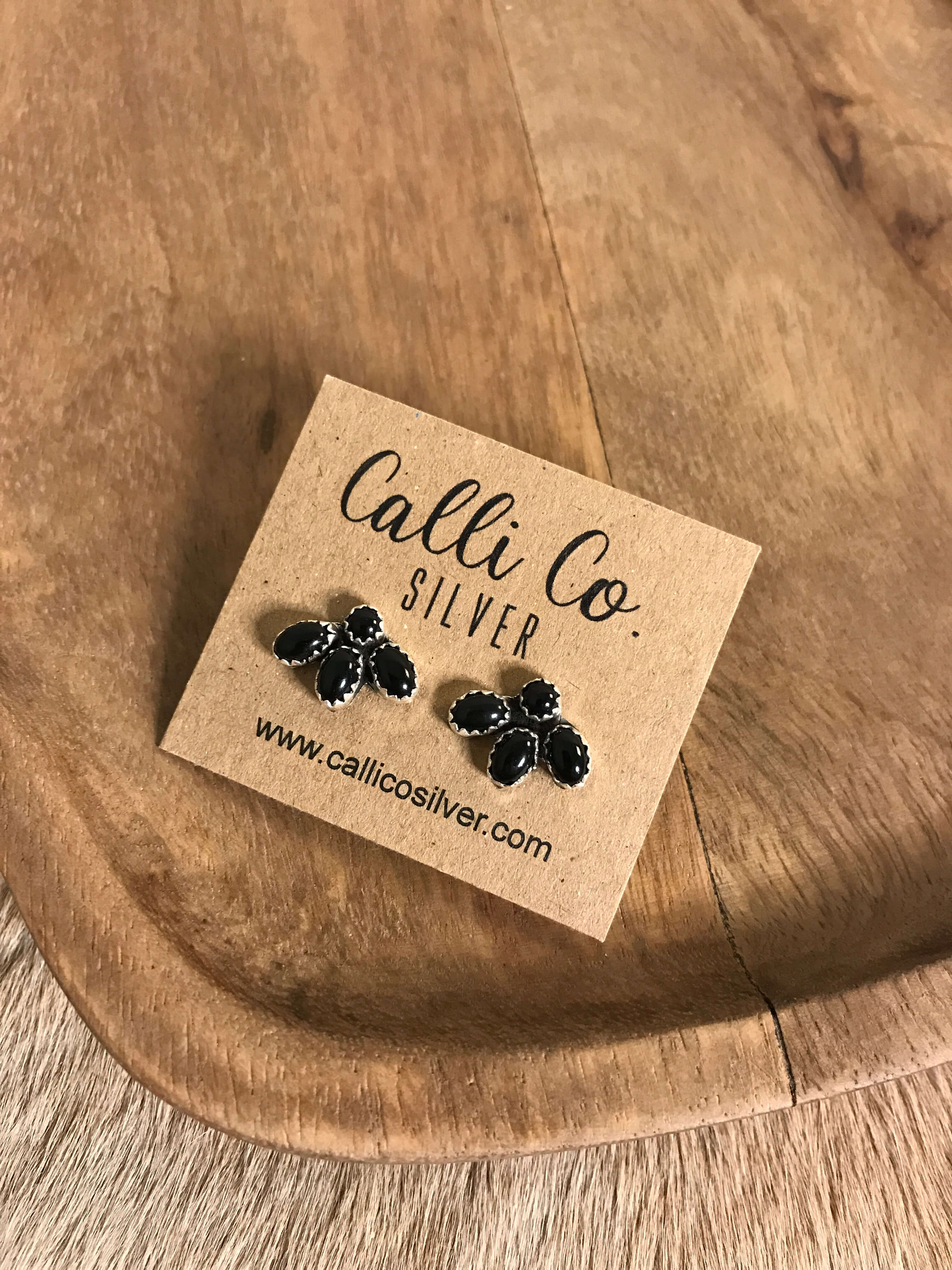 The Sparrow Onyx Earrings-Earrings-Calli Co., Turquoise and Silver Jewelry, Native American Handmade, Zuni Tribe, Navajo Tribe, Brock Texas