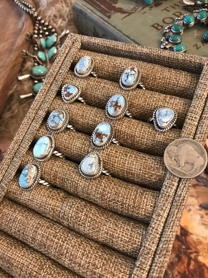 The Waco Rings in Golden Hills-Rings-Calli Co., Turquoise and Silver Jewelry, Native American Handmade, Zuni Tribe, Navajo Tribe, Brock Texas