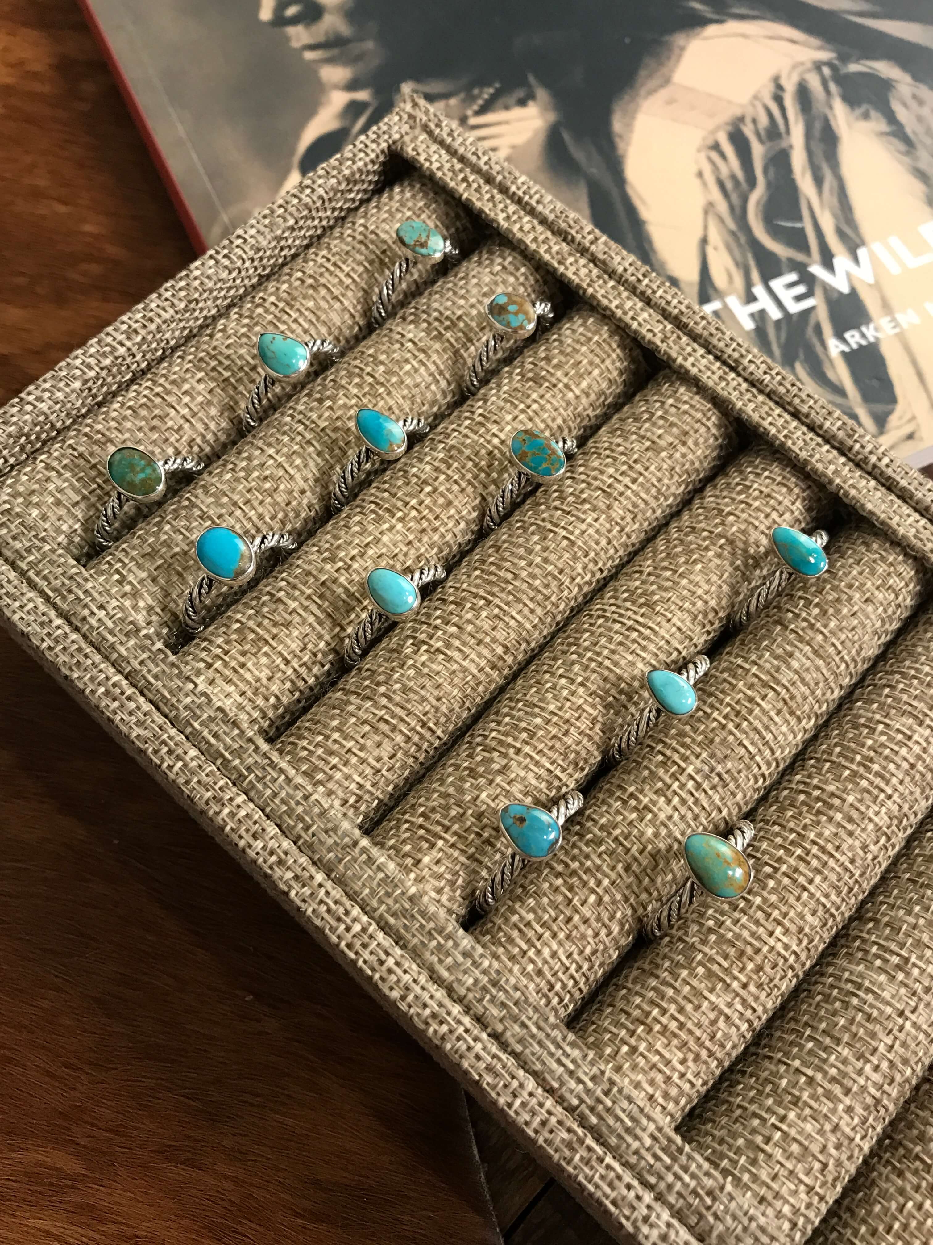 The Chesapeake Rings in Turquoise-Rings-Calli Co., Turquoise and Silver Jewelry, Native American Handmade, Zuni Tribe, Navajo Tribe, Brock Texas