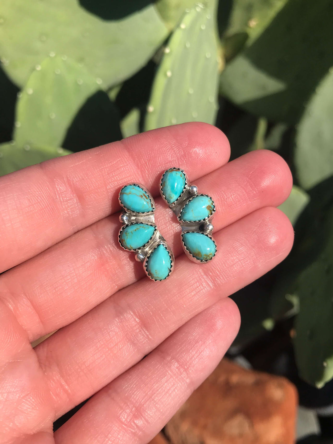 The Willow Creek Earrings, 1-Earrings-Calli Co., Turquoise and Silver Jewelry, Native American Handmade, Zuni Tribe, Navajo Tribe, Brock Texas