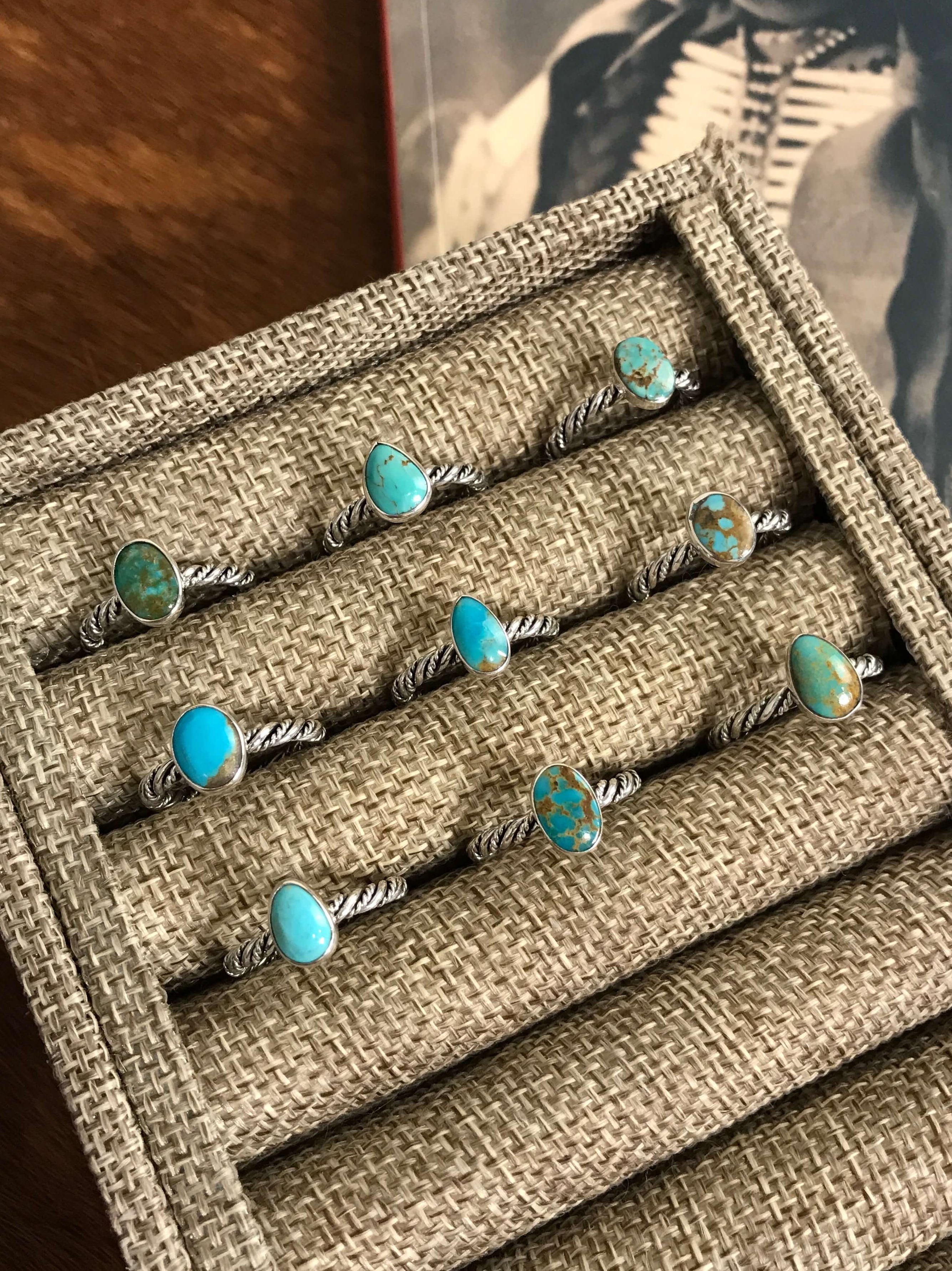 The Chesapeake Rings in Turquoise-Rings-Calli Co., Turquoise and Silver Jewelry, Native American Handmade, Zuni Tribe, Navajo Tribe, Brock Texas