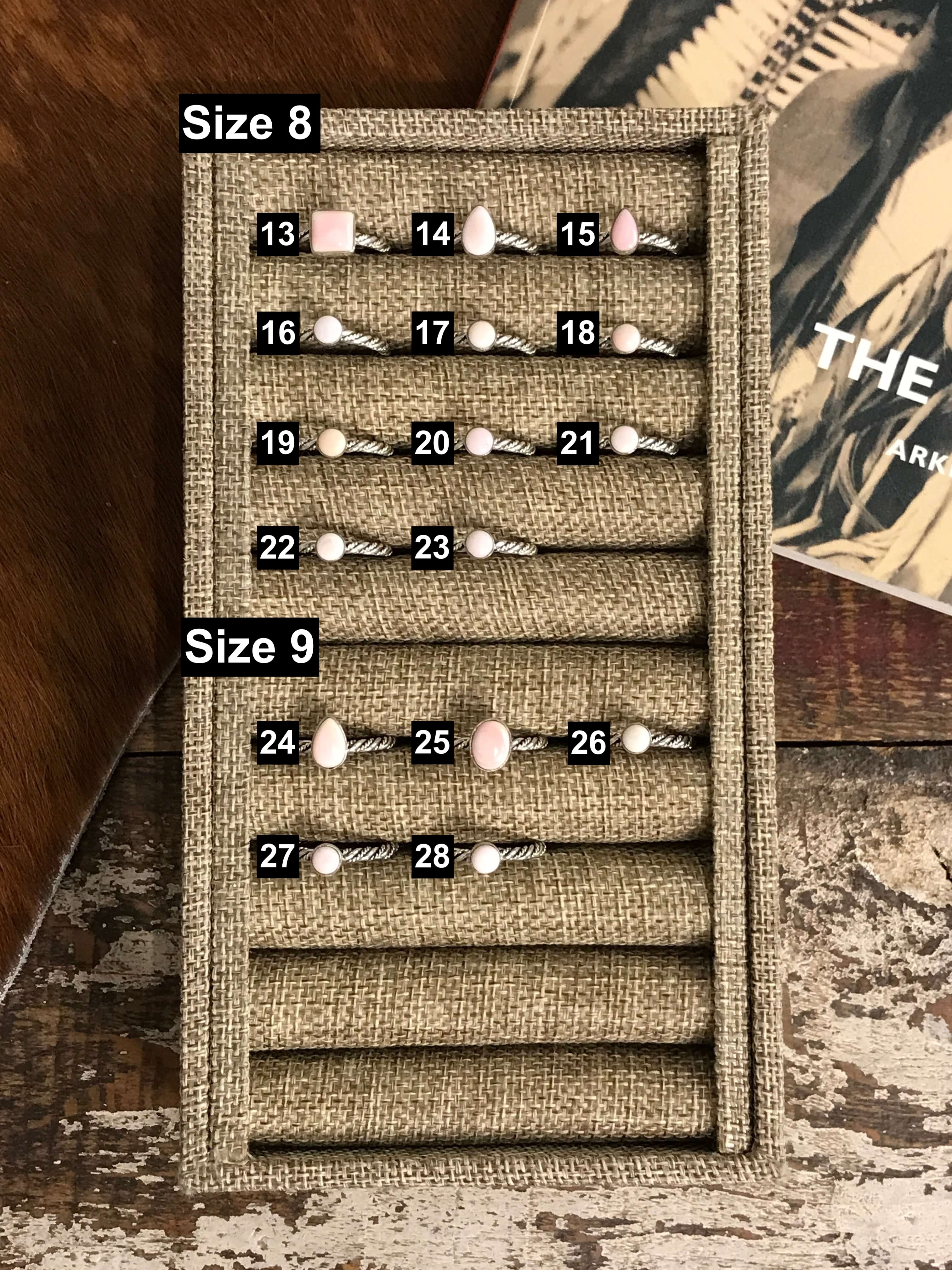 The Chesapeake Rings in Pink Conch-Rings-Calli Co., Turquoise and Silver Jewelry, Native American Handmade, Zuni Tribe, Navajo Tribe, Brock Texas