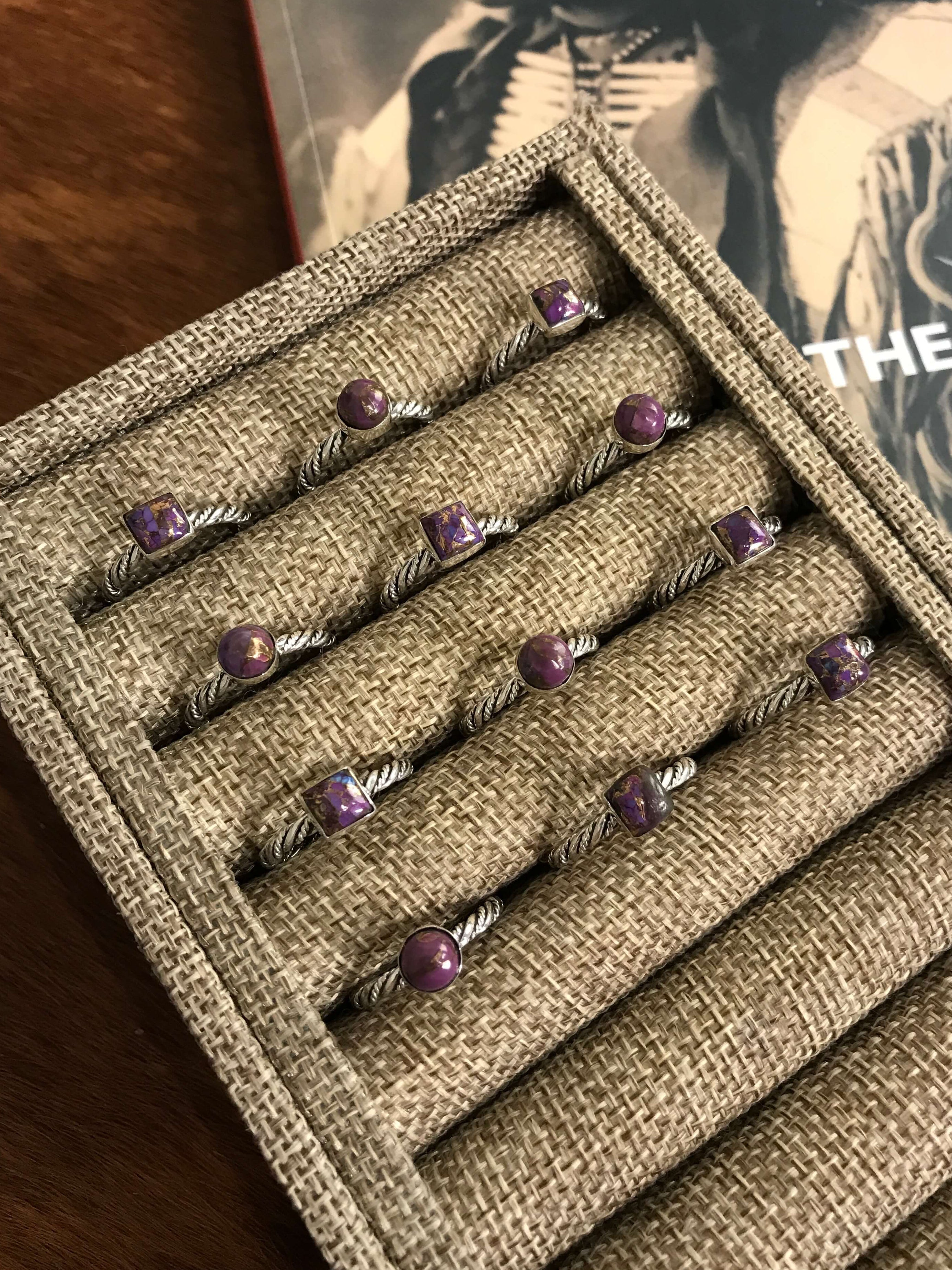 The Chesapeake Rings in Purple Mohave-Rings-Calli Co., Turquoise and Silver Jewelry, Native American Handmade, Zuni Tribe, Navajo Tribe, Brock Texas