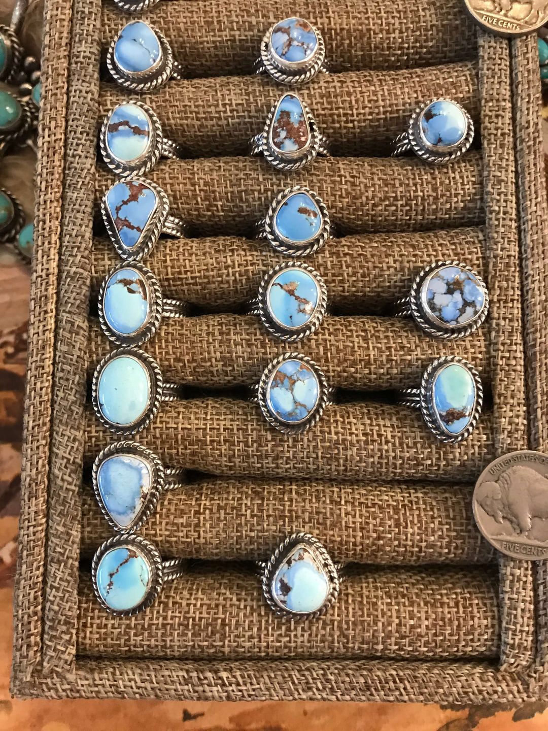 The Yukon Rings in Golden Hills-Rings-Calli Co., Turquoise and Silver Jewelry, Native American Handmade, Zuni Tribe, Navajo Tribe, Brock Texas