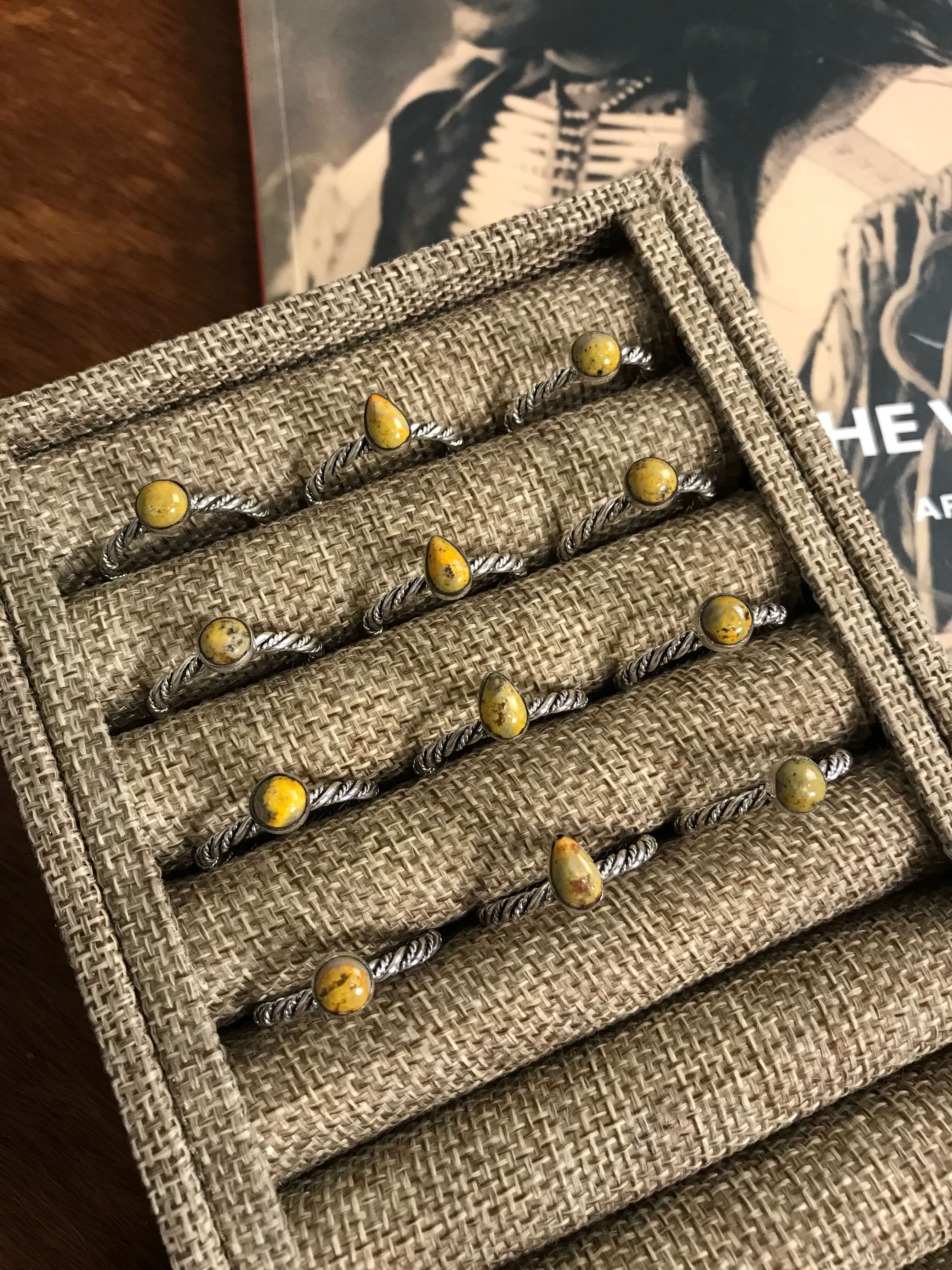 The Chesapeake Rings in Bumblebee-Rings-Calli Co., Turquoise and Silver Jewelry, Native American Handmade, Zuni Tribe, Navajo Tribe, Brock Texas