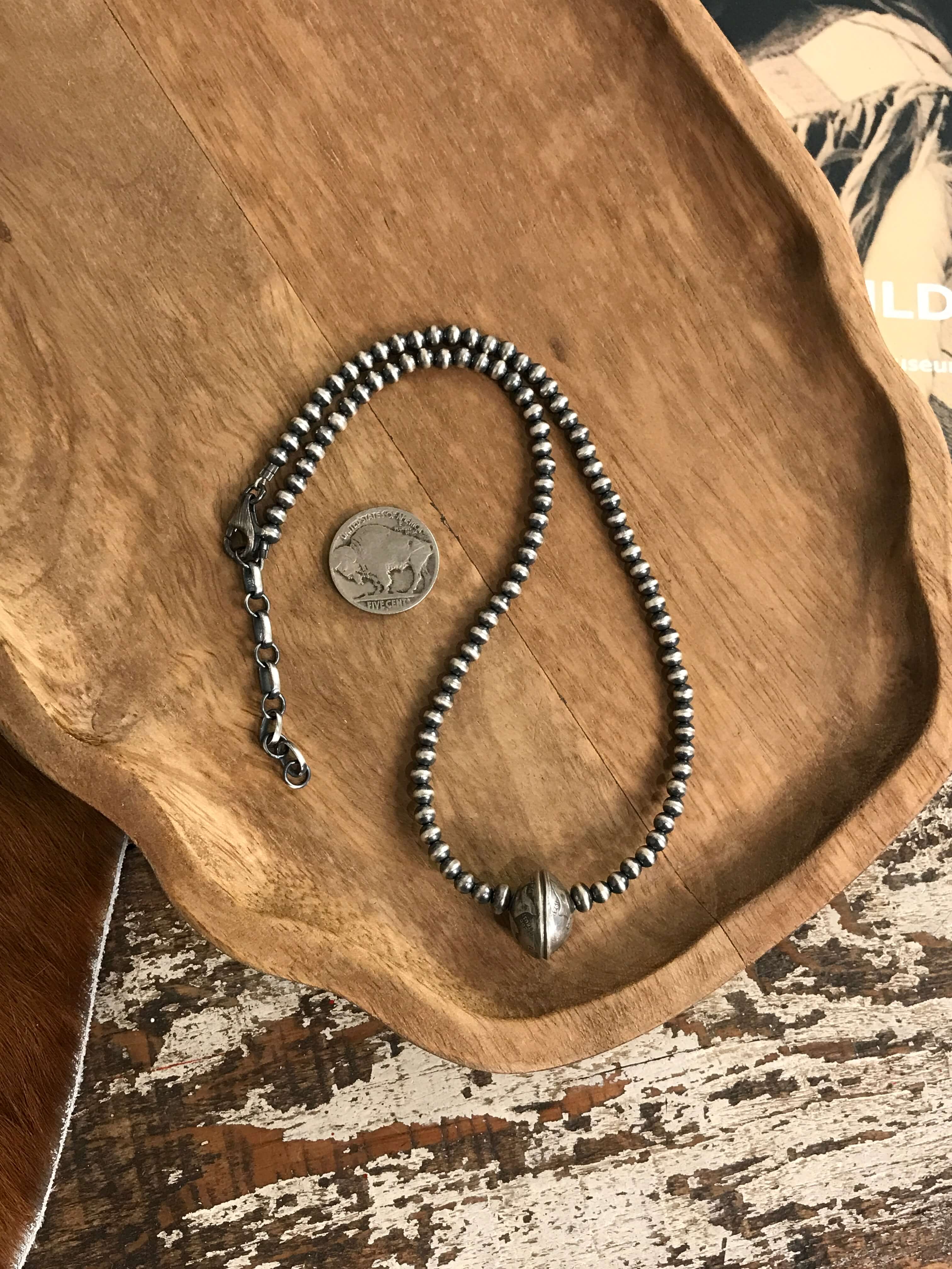 The Sandusky Dime Necklace-Necklaces-Calli Co., Turquoise and Silver Jewelry, Native American Handmade, Zuni Tribe, Navajo Tribe, Brock Texas