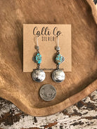 The Dome Dime Earrings, 1-Earrings-Calli Co., Turquoise and Silver Jewelry, Native American Handmade, Zuni Tribe, Navajo Tribe, Brock Texas