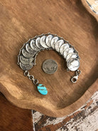 The Delaney Coin Link Bracelets-Bracelets & Cuffs-Calli Co., Turquoise and Silver Jewelry, Native American Handmade, Zuni Tribe, Navajo Tribe, Brock Texas