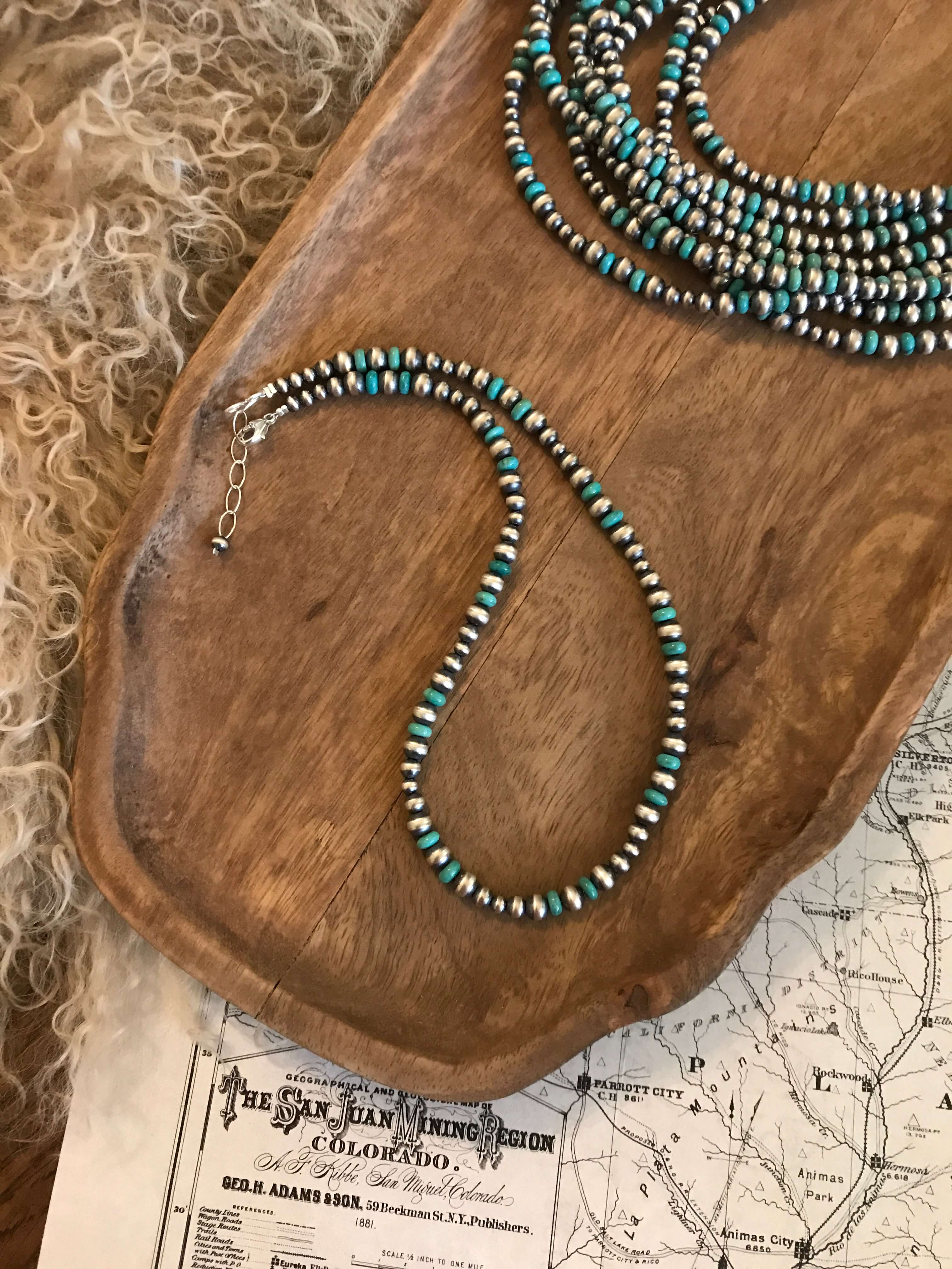 The Stillwater Necklace in Turquoise-Necklaces-Calli Co., Turquoise and Silver Jewelry, Native American Handmade, Zuni Tribe, Navajo Tribe, Brock Texas