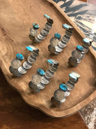 The Blue Wisteria Coin Cuffs-Bracelets & Cuffs-Calli Co., Turquoise and Silver Jewelry, Native American Handmade, Zuni Tribe, Navajo Tribe, Brock Texas