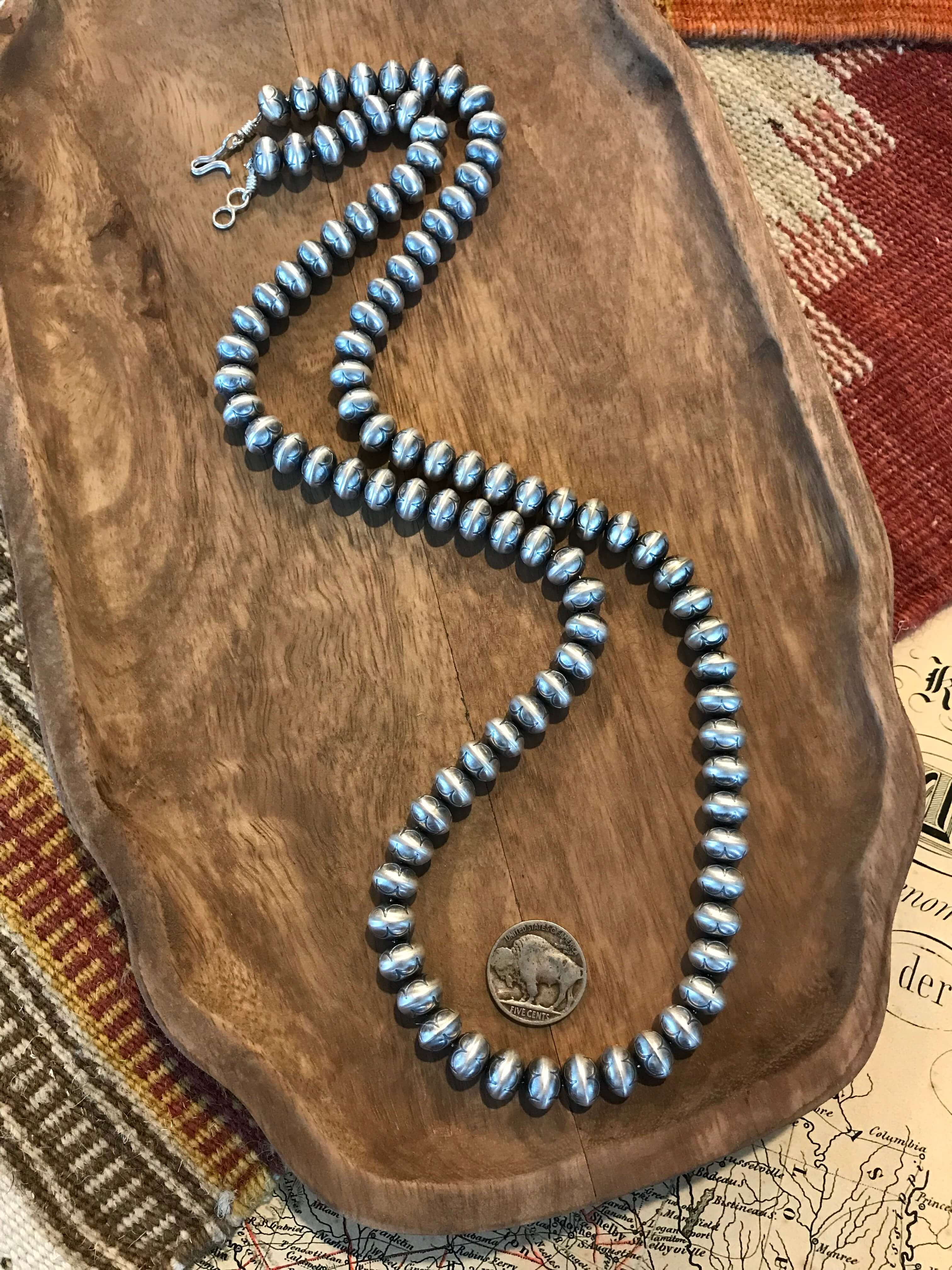 The Anza Necklace, 30"-Necklaces-Calli Co., Turquoise and Silver Jewelry, Native American Handmade, Zuni Tribe, Navajo Tribe, Brock Texas