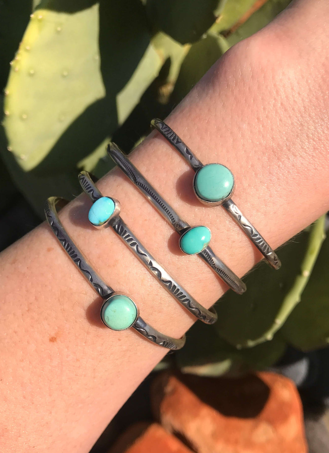 The Arco Cuffs-Bracelets & Cuffs-Calli Co., Turquoise and Silver Jewelry, Native American Handmade, Zuni Tribe, Navajo Tribe, Brock Texas