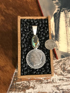 The Morgan One Dollar Pendant, 2-Pendants-Calli Co., Turquoise and Silver Jewelry, Native American Handmade, Zuni Tribe, Navajo Tribe, Brock Texas