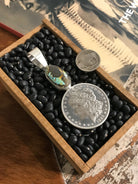 The Morgan One Dollar Pendant, 2-Pendants-Calli Co., Turquoise and Silver Jewelry, Native American Handmade, Zuni Tribe, Navajo Tribe, Brock Texas