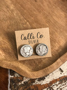 The Oden Mercury Dime Earrings XX-Earrings-Calli Co., Turquoise and Silver Jewelry, Native American Handmade, Zuni Tribe, Navajo Tribe, Brock Texas