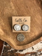 The Oden Mercury Dime Earrings XX-Earrings-Calli Co., Turquoise and Silver Jewelry, Native American Handmade, Zuni Tribe, Navajo Tribe, Brock Texas