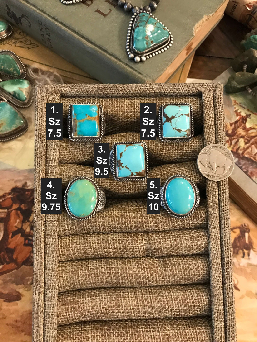 The Trotter Turquoise Rings-Rings-Calli Co., Turquoise and Silver Jewelry, Native American Handmade, Zuni Tribe, Navajo Tribe, Brock Texas