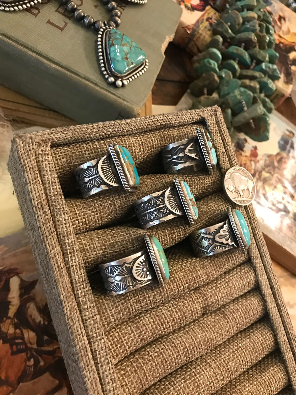 The Trotter Turquoise Rings-Rings-Calli Co., Turquoise and Silver Jewelry, Native American Handmade, Zuni Tribe, Navajo Tribe, Brock Texas