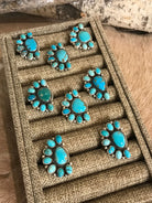 The Wynne Adjustable Turquoise Cluster Rings-Rings-Calli Co., Turquoise and Silver Jewelry, Native American Handmade, Zuni Tribe, Navajo Tribe, Brock Texas
