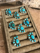 The Wynne Adjustable Turquoise Cluster Rings-Rings-Calli Co., Turquoise and Silver Jewelry, Native American Handmade, Zuni Tribe, Navajo Tribe, Brock Texas
