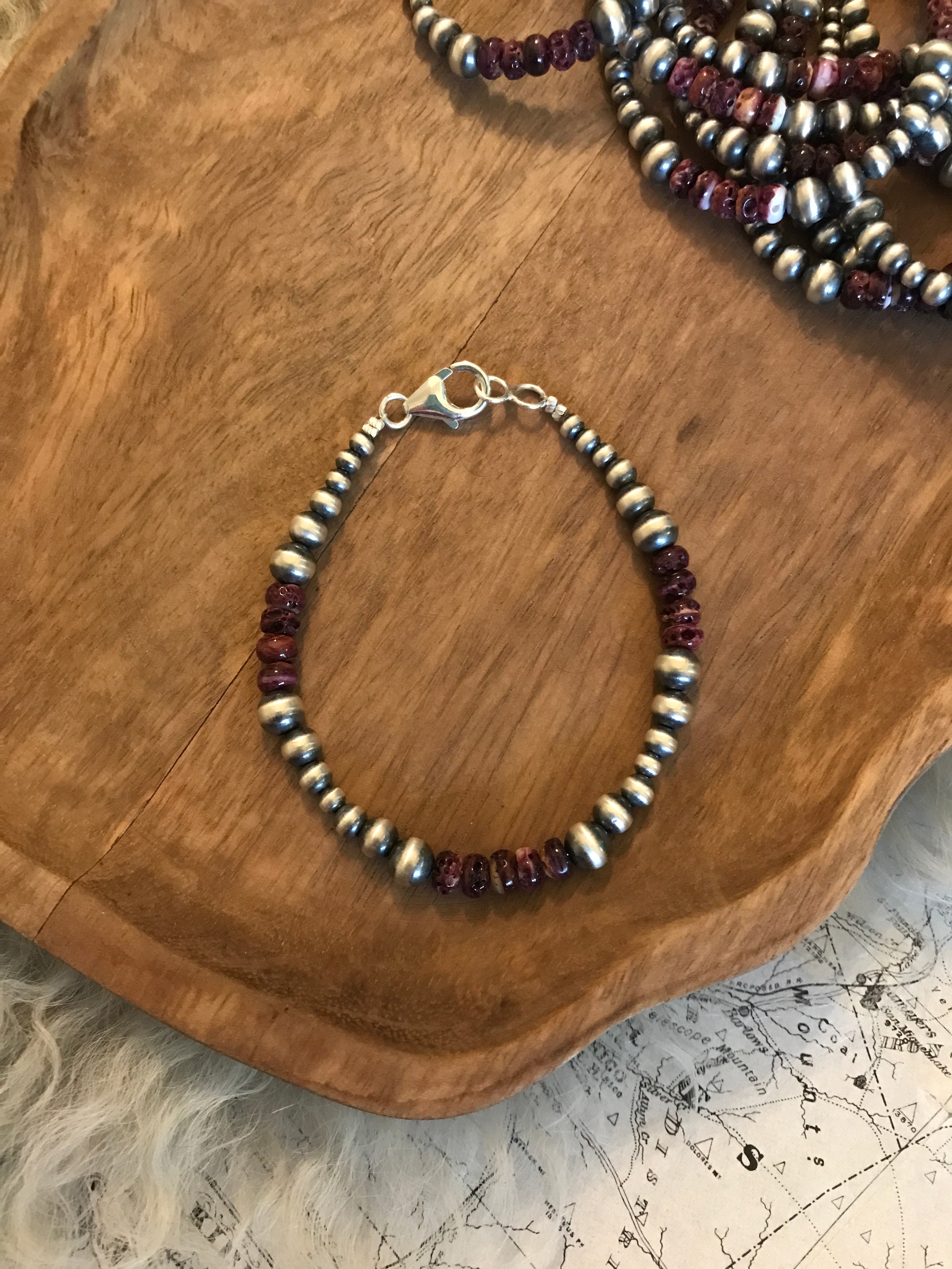 The Manhattan Bracelet in Purple Spiny-Bracelets & Cuffs-Calli Co., Turquoise and Silver Jewelry, Native American Handmade, Zuni Tribe, Navajo Tribe, Brock Texas