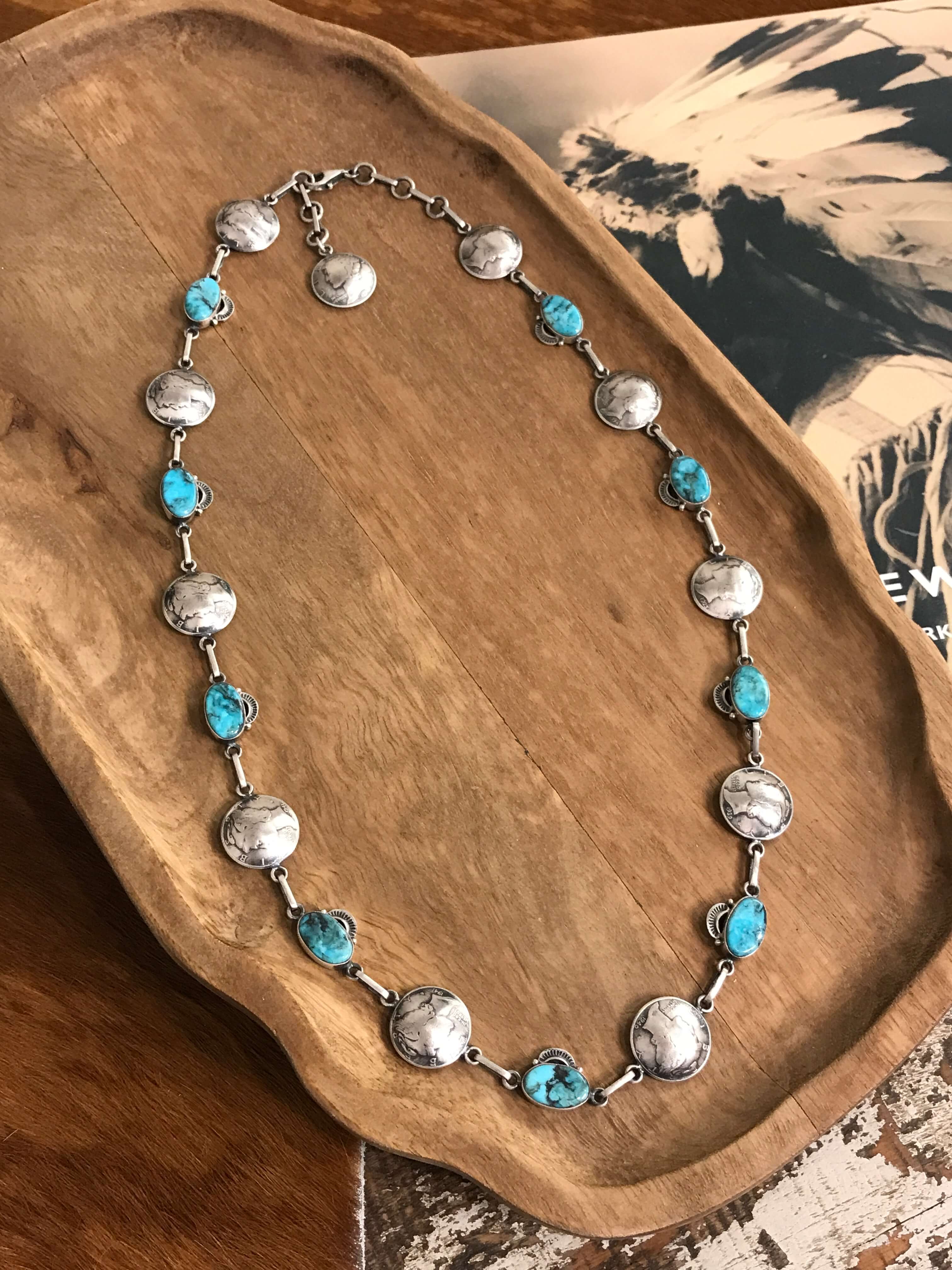 The Dome Dime and Turquoise Necklace, 1 – Calli Co. Silver