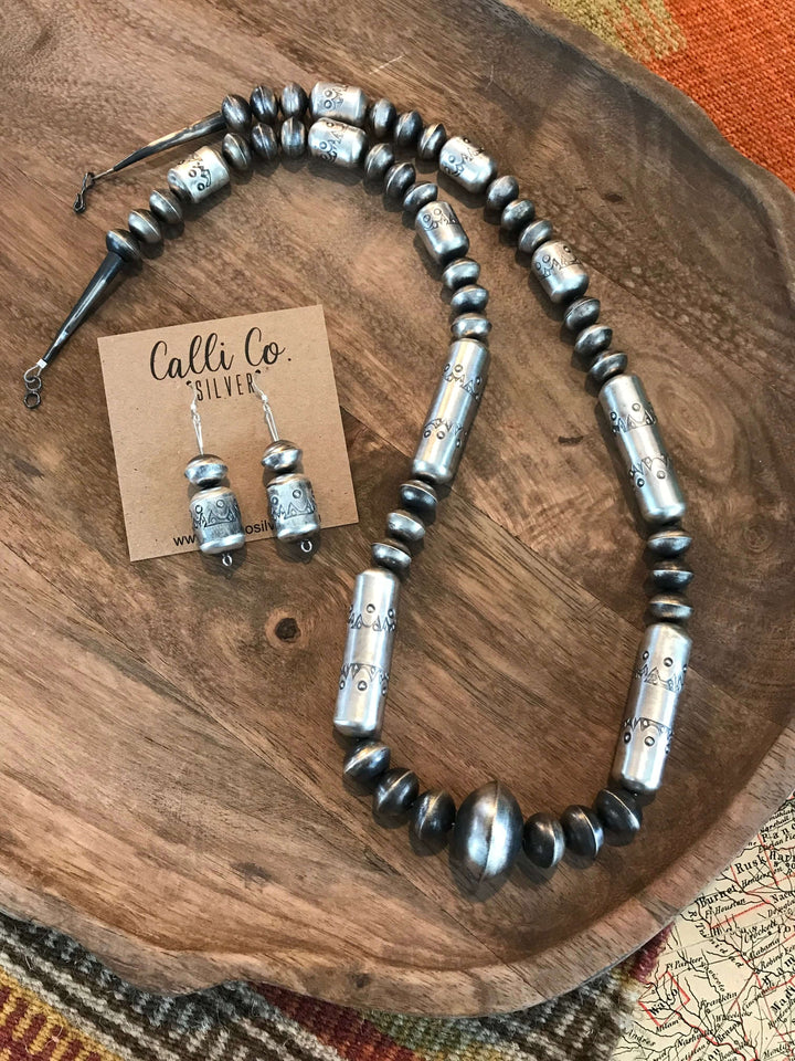 The Rozel Necklace Set, 30"-Necklaces-Calli Co., Turquoise and Silver Jewelry, Native American Handmade, Zuni Tribe, Navajo Tribe, Brock Texas